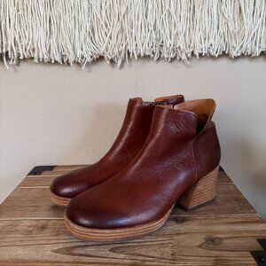 Kork-Ease Rubi Genuine Leather Brown Platform Angled Block Heel Bootie Size 7